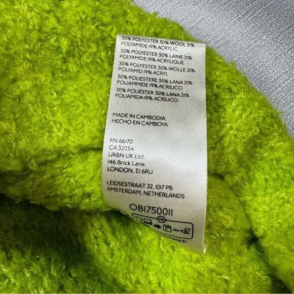 Free People Oversized Sweater Wool Blend Teddy Tunic Green Size XL Preppy Boho - Picture 5 of 9